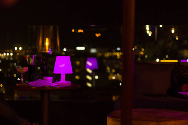 istock Purple table lamp of lounge decoration 954822240