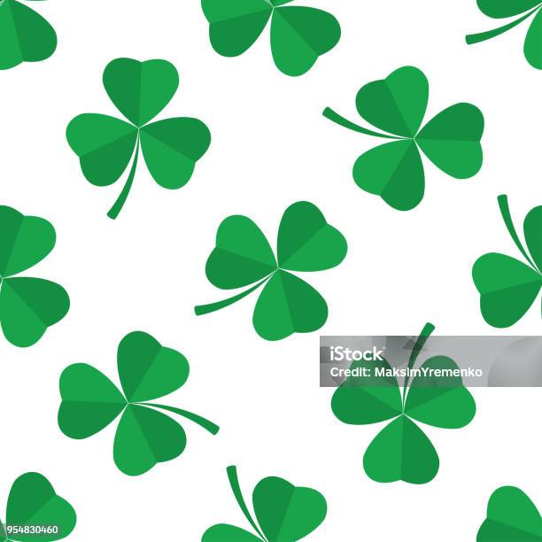 Seamless Pattern Of Green Clover Stock Illustration - Download Image Now - Pattern, Backgrounds, Celebration