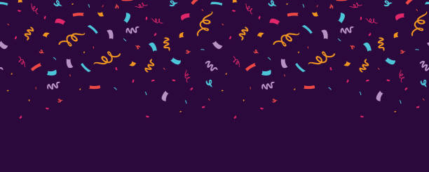 Colorful confetti horizontal seamless border. Colorful confetti horizontal seamless border. Great for a birthday party or an event celebration invitation or decor. Surface pattern design. purple illustrations stock illustrations