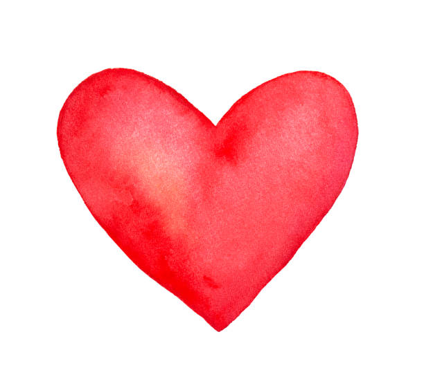 tiefrote aquarell herz abbildung. - blob heart shape romance love stock-grafiken, -clipart, -cartoons und -symbole