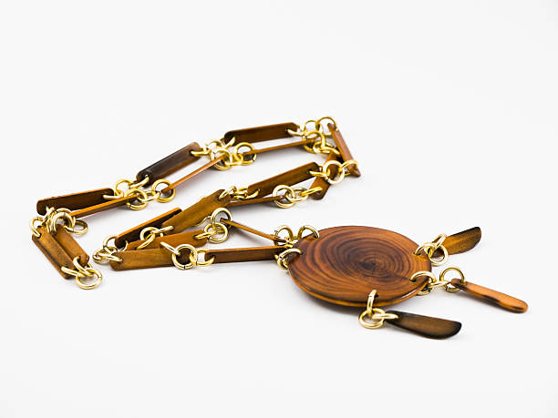 Wooden necklace stock photo