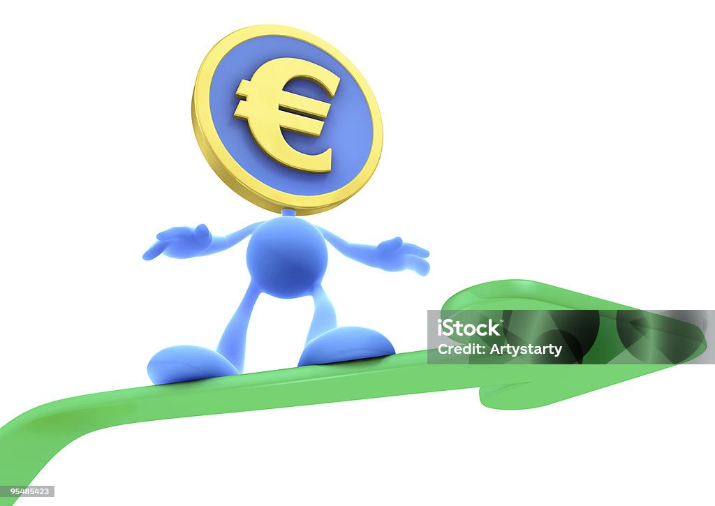 Ilustracja przedstawiająca wzrostu Euro - Zbiór zdjęć royalty-free (Białe tło)