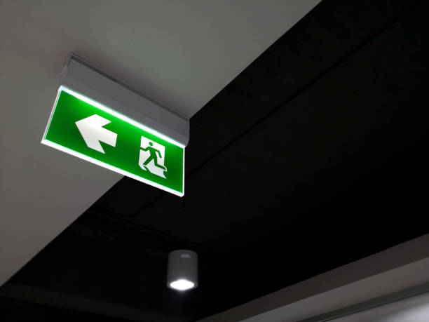 istock Emergency fire exit sign show the way to escape 954855858