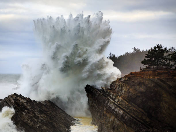 istock Monster waves crash against the Oregon coastline at Shore Acres State Park 954856080