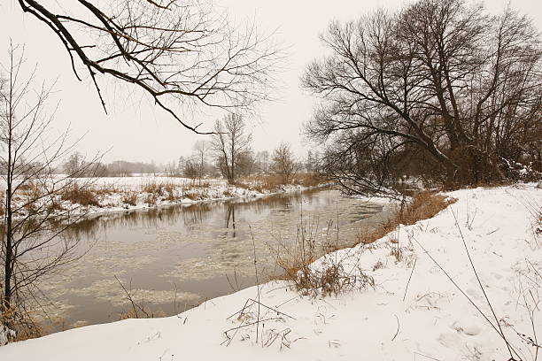 River in the Harsh Winter . stock photo