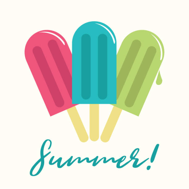 Summer Popsicle Composition – Copy Space Colorful Popsicle vector composition with copy space. flavored ice stock illustrations