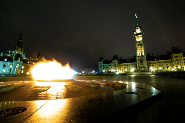 ottawa parlement 's nachts - foto’s van leiderschap stockfoto's en -beelden