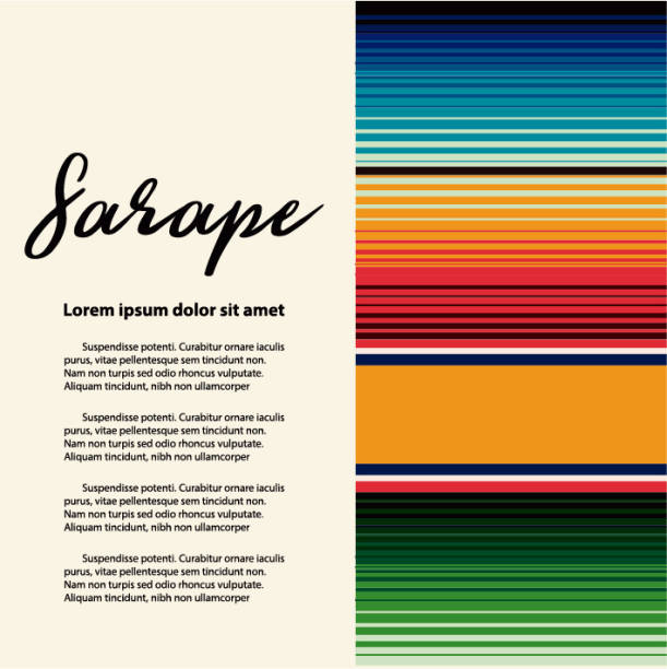 Colorful Mexican Traditional Sarape Composition – Copy Space Colorful Mexican Traditional Sarape Composition – Copy Space mexican sarape stock illustrations