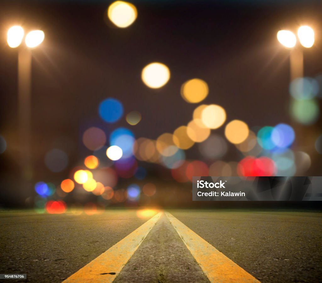 Evening traffic. The city lights. Motion blur. Highway Stock Photo