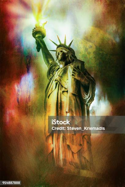 Statue Of Liberty New York City Stock Photo - Download Image Now - Ellis Island, Immigrant, Beacon