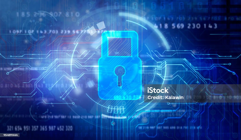 Abstract technology security on global network background, Computer Crime Stock Photo
