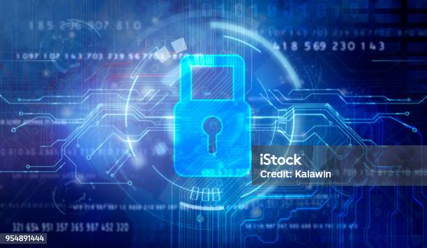 Abstract Technology Security On Global Network Background Stock Photo - Download Image Now