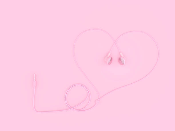 istock earphones pink color wire heart shape 954891858