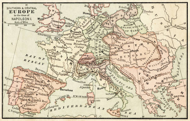 illustrations, cliparts, dessins animés et icônes de carte de l’europe à l’époque de napoléon i, 1881 - napoleon bonaparte