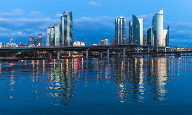 istock Marine City at night, Busan skyline 954900170