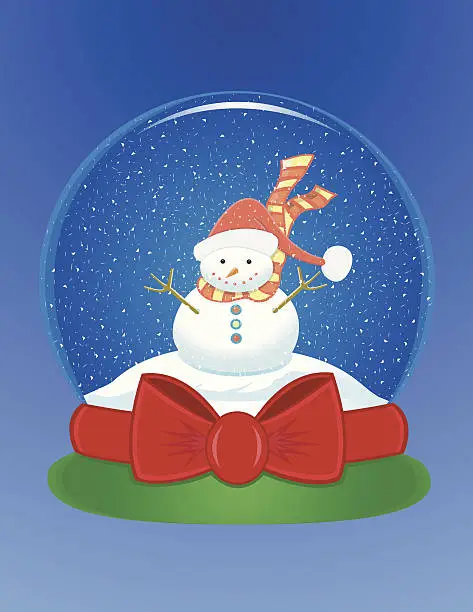 Vector illustration of Snow globe with snowman / Boule à neige