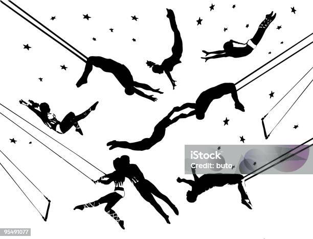 Flying Trapeze Circus Acrobats Stock Illustration - Download Image Now - Trapeze Artist, Acrobat, Circus