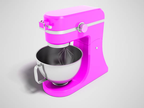 istock Modern multifunctional electric food processor pink with a capacity for beating eggs 3d rendering on gray background with shadow 954912634