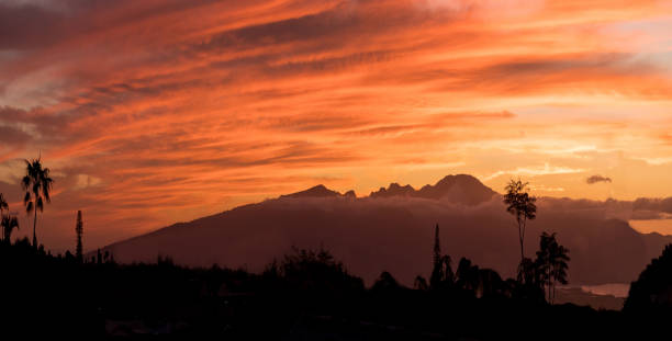High clouds after a storm make a rare and red sunset