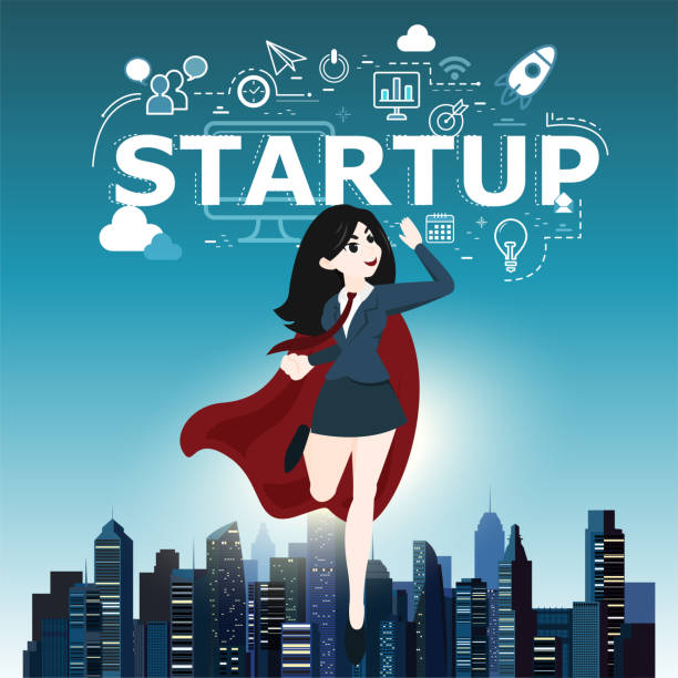 istock Superhero business woman cartoon for start up concept. 954915754