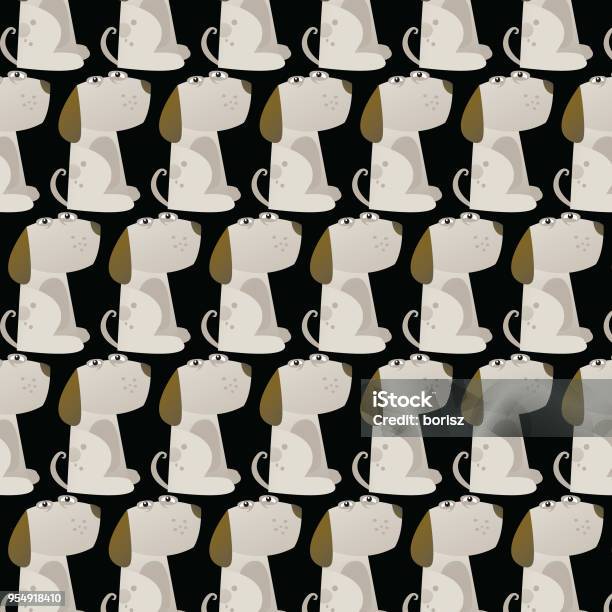 Dog Pattern Stock Illustration - Download Image Now - Animal, Backgrounds, Black Labrador