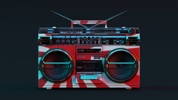 istock Boombox With Rising Sun Flag Moody 80s lighting 954920156