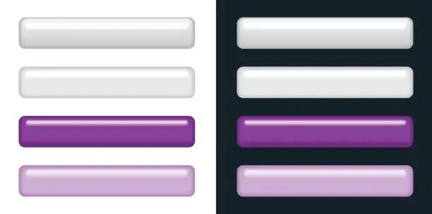 Vector illustration of White and purple glossy vektor push buttons