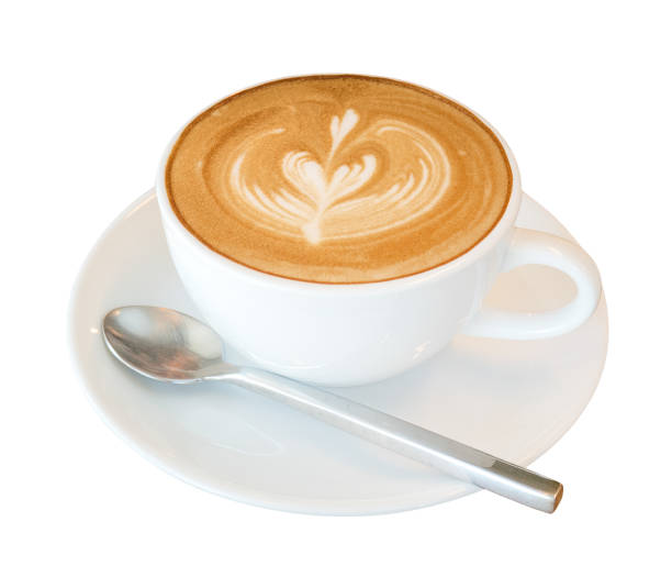istock Hot coffee latte art isolated on white background, clipping path included 954923962