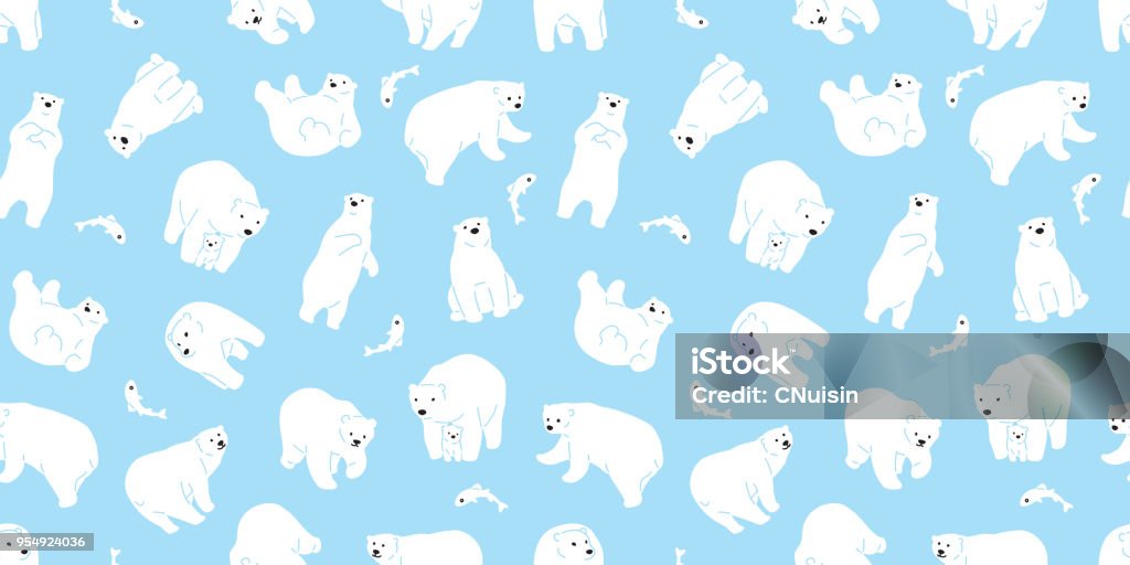 bear seamless pattern polar bear panda vector teddy isolated background repeat wallpaper Pattern stock vector