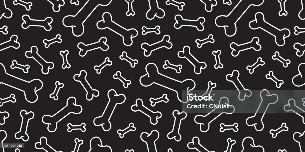 dog bone seamless pattern vector french bulldog pug isolated halloween background wallpaper repeat black Pattern stock vector
