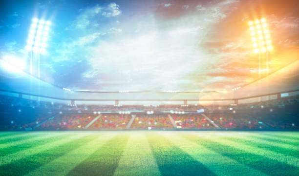istock lights at night and football stadium 3D 954927744