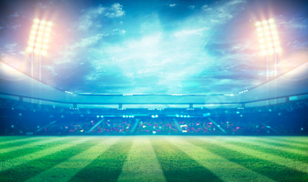 istock lights at night and football stadium 3D 954927796