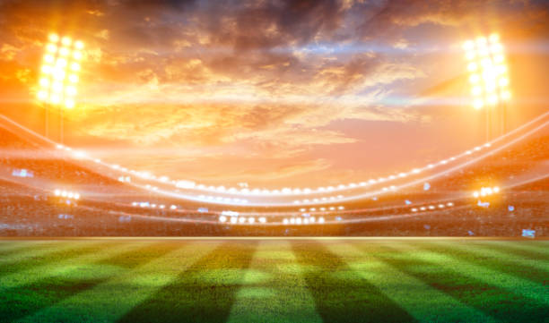istock lights at night and football stadium 3D 954927816