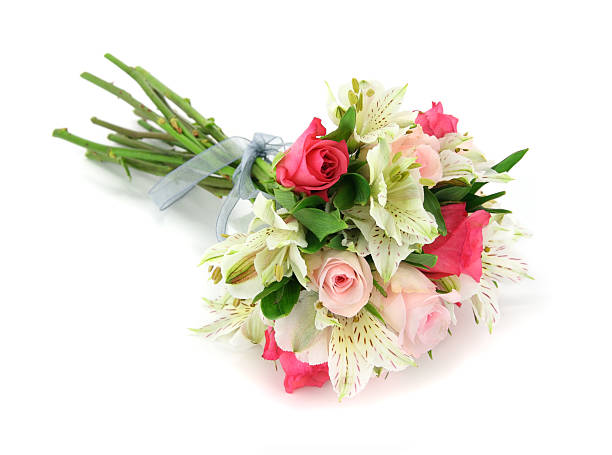 istock Medium bouquet or posy of assorted flowers on white. 95492802
