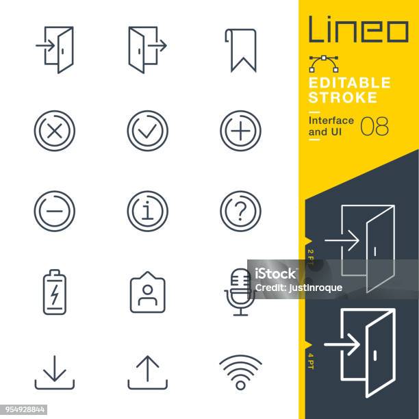 Lineo Editierbare Hub Interface Und Ui Linie Symbole Stock Vektor Art und mehr Bilder von Icon