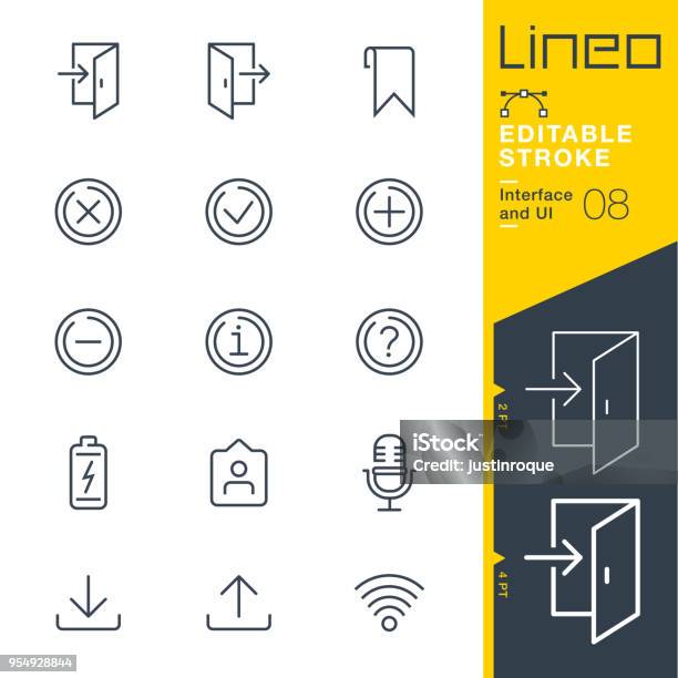 Lineo Modifiable Avc Interface Et Ui Line Icônes Vecteurs libres de droits et plus d'images vectorielles de Icône - Icône, Communication sans fil, Point d'interrogation