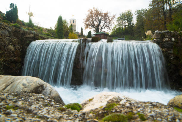 Beautiful waterfall on a sunny day. Vrutok, Macedonia