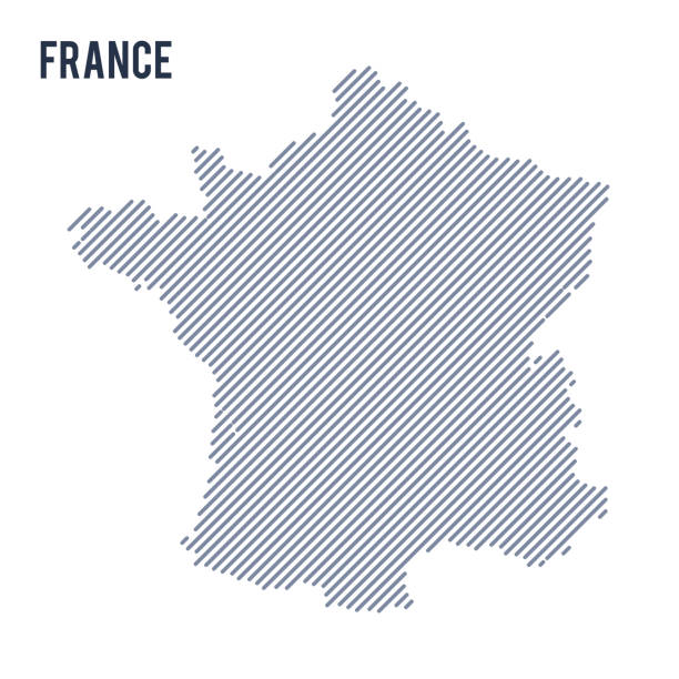 向量抽象的法國孵化地圖與斜線被隔絕在白色背景。 - 國家地圖 幅插畫檔、美工圖案、卡通及圖標