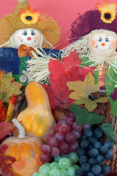 Autumn Setting with Cornhusk Dolls stock photo