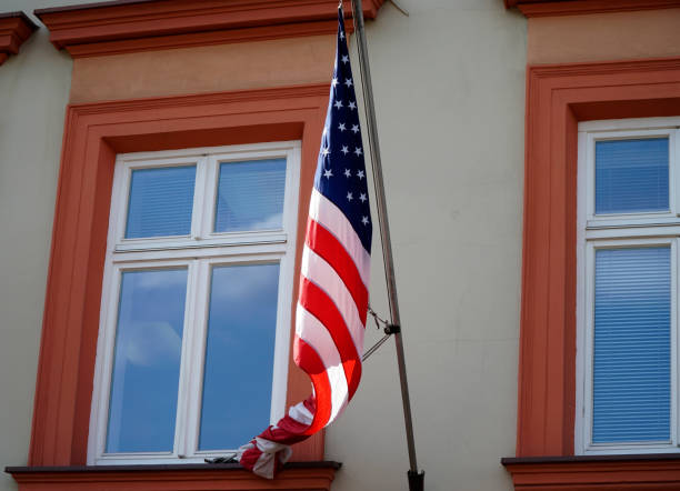 istock American flag on the building 954951238