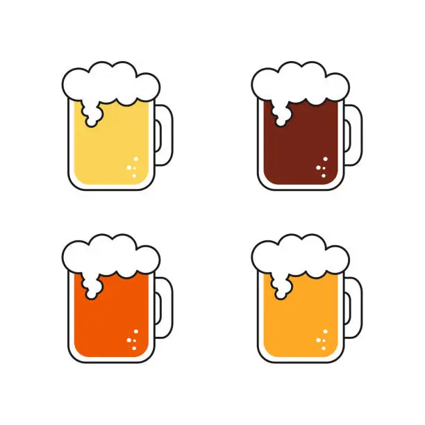 Vector illustration of beer vector icons set