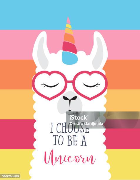 Ilustración de Llama De Fluffy Lindo Unicornio y más Vectores Libres de Derechos de Llama - Familia del camello - Llama - Familia del camello, Unicornio, Ilustración