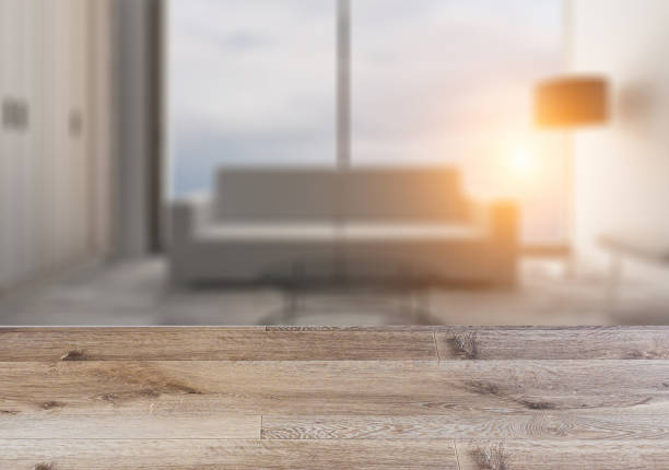 istock Background with empty wooden table. Flooring. Modern office Cabinet. Meeting room. 954966816