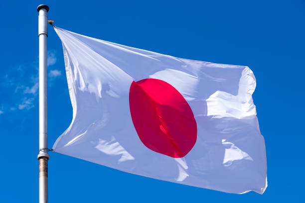 istock Flag of Japan against blue sky 954966826