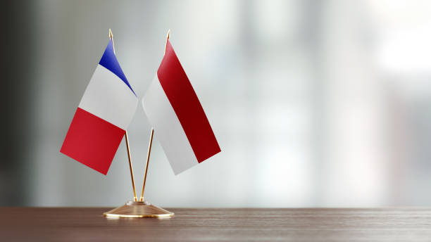 istock French And Indonesian Flag Pair On A Desk Over Defocused Background 954969674