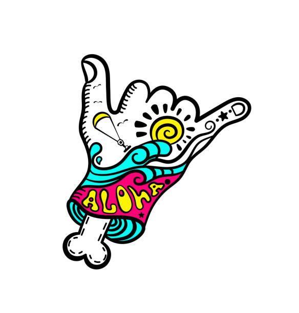 Shaka hand surf sign vector.Cartoon Hang Loose Hand Gestures.Surfing Waves.Hand drawn vector hand with bone.Zombie.Kitesurfing and windsurfing. Wakeboarding.Simple color Shaka hand surf sign vector.Cartoon Hang Loose Hand Gestures.Surfing Waves.Hand drawn vector hand with bone.Zombie.Kitesurfing and windsurfing. Wakeboarding. skateboard tattoo stock illustrations