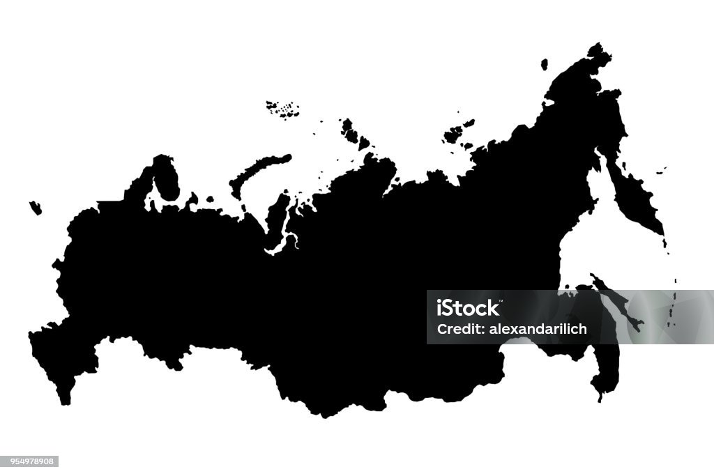 Mapa de Ilustración 3D de la silueta negra de Rusia - Foto de stock de Mapa libre de derechos