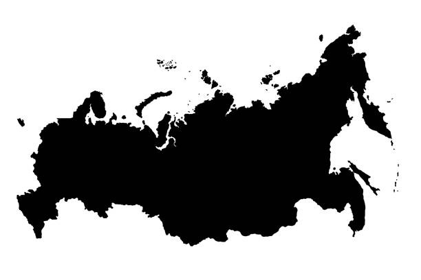 Map Of Russia Black Silhouette 3D Illustration