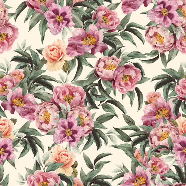 istock Seamless floral pattern with red, purple and pink roses on light background 954983476