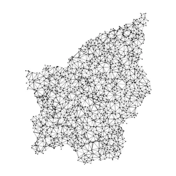 Vector illustration of San Marino Map Network Black And White